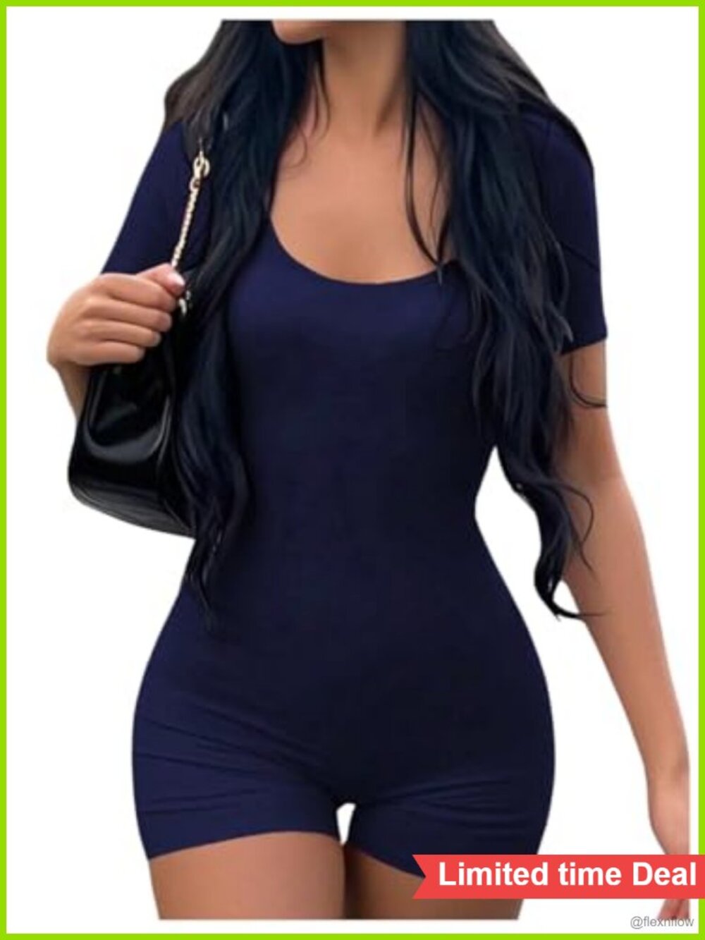 Women's Short Sleeve Scoop Neck Bodycon Romper Stretch Athletic Jumpsuit